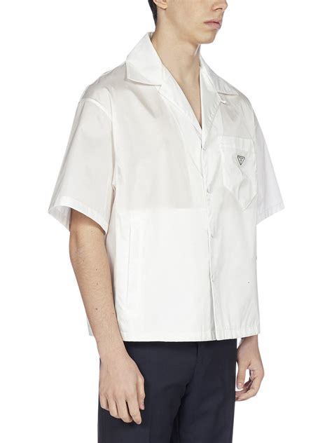 prada white long sleeve shirt|Prada short sleeve button up.